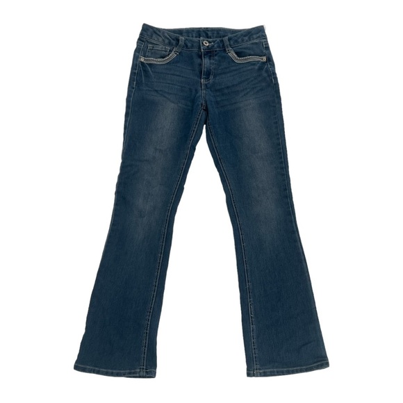 Faded Glory Flare Adjustable Waist Embroidered Pocket Jeans Size 12 Girl’s - Picture 1 of 5